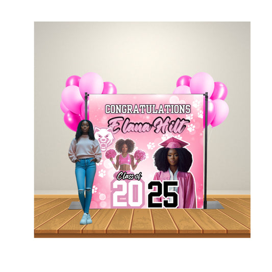 Female Pink Graduation Backdrop